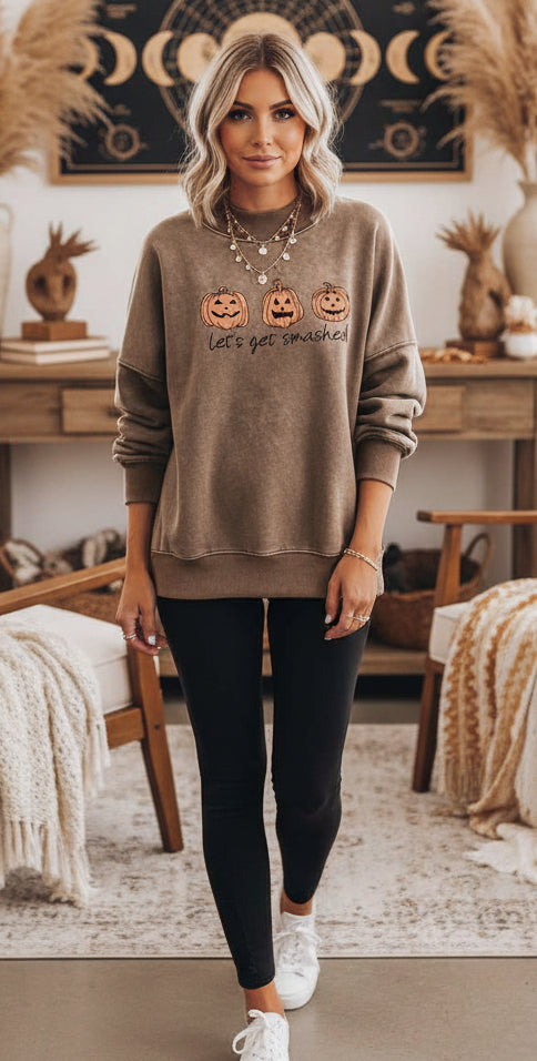 LET'S GET SMASHED Halloween Graphic Sweatshirt - Velvet Stardust Co.