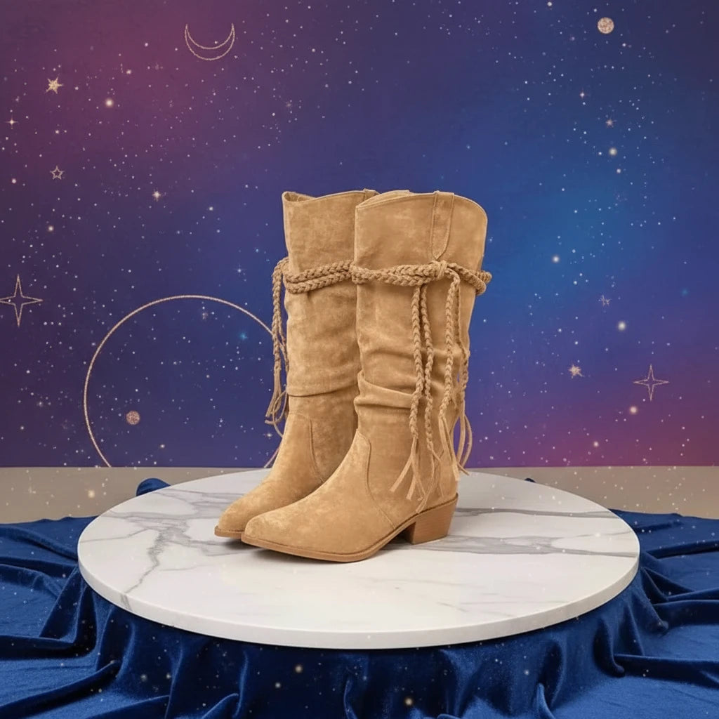 Point Toe Block Heels Boots - Velvet Stardust Co.
