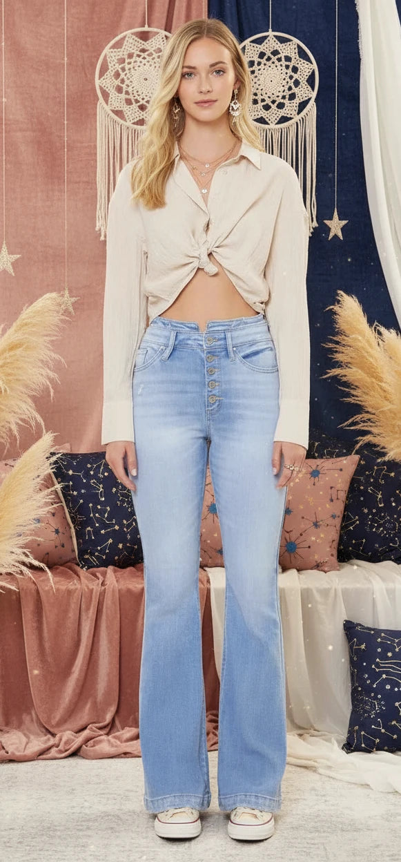 Kancan Curvy High Rise Flare Jeans - Velvet Stardust Co. - Velvet Stardust Co.