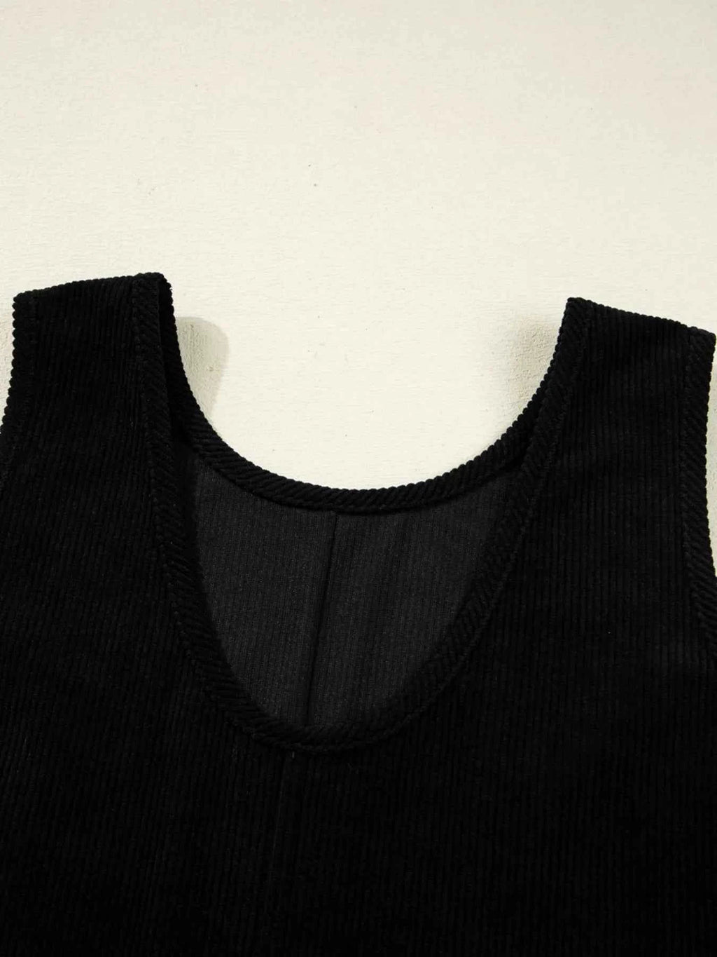 Corduroy Sleeveless Mini Dress with Patched Pockets