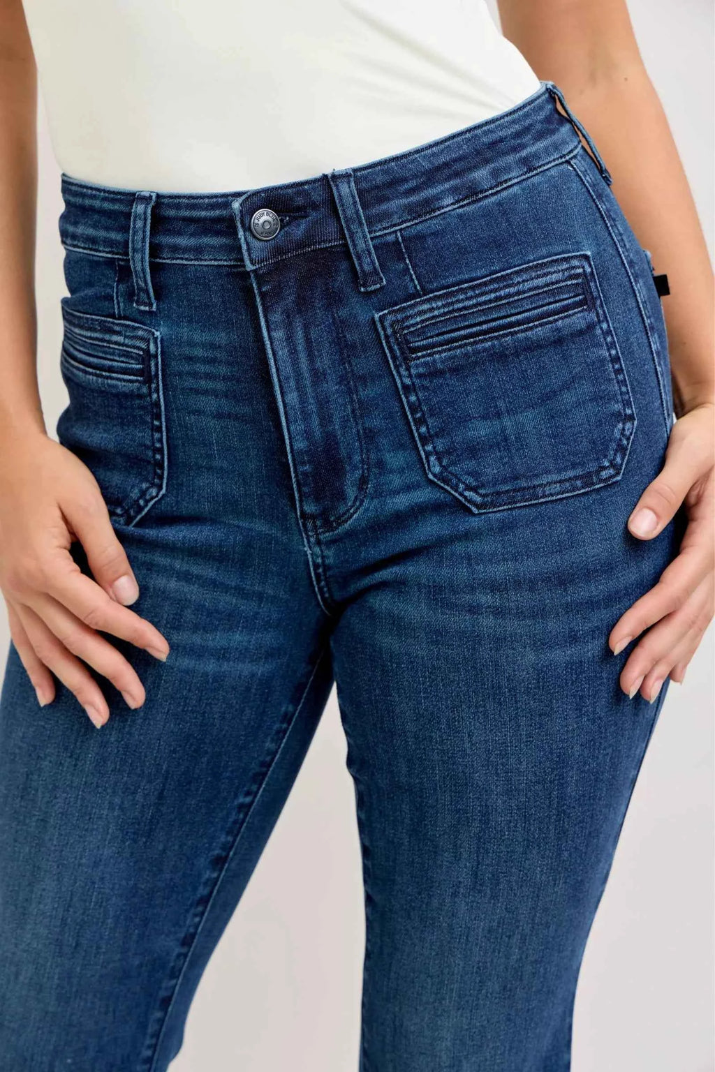 Judy Blue High-Waisted Flare Jeans with Front Pockets