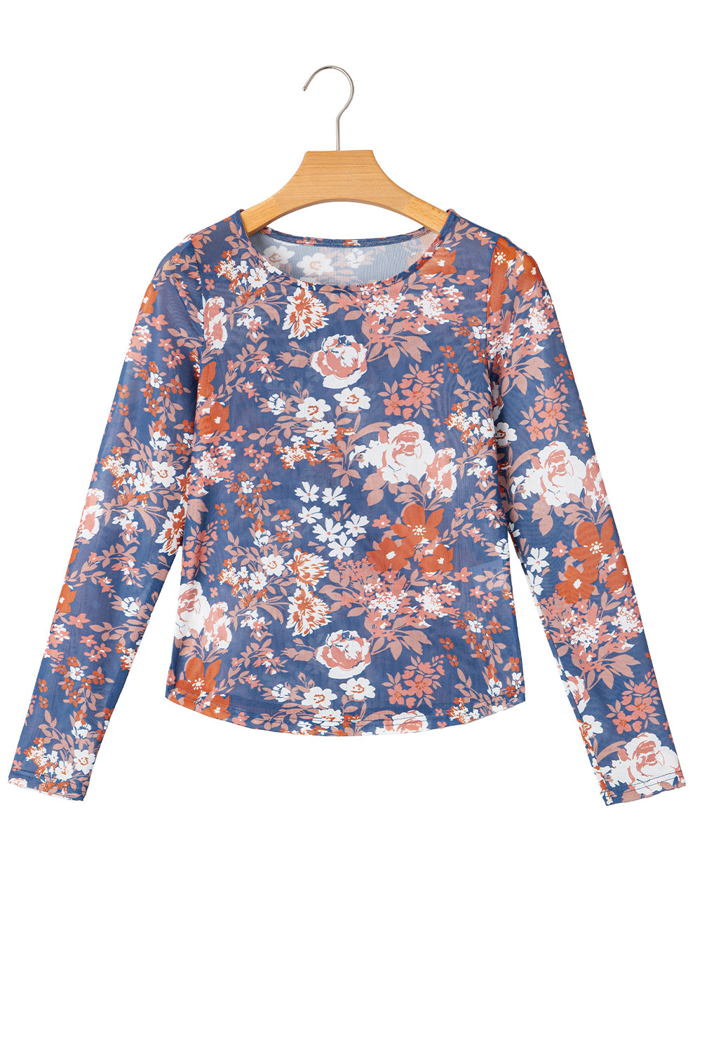 Orchid Petal Allover Floral Print Mesh Long Sleeve Top - Velvet Stardust Co.