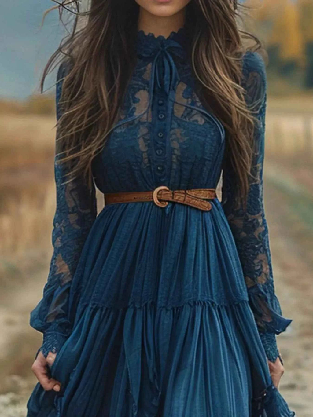 Lace Long Sleeve Maxi Dress