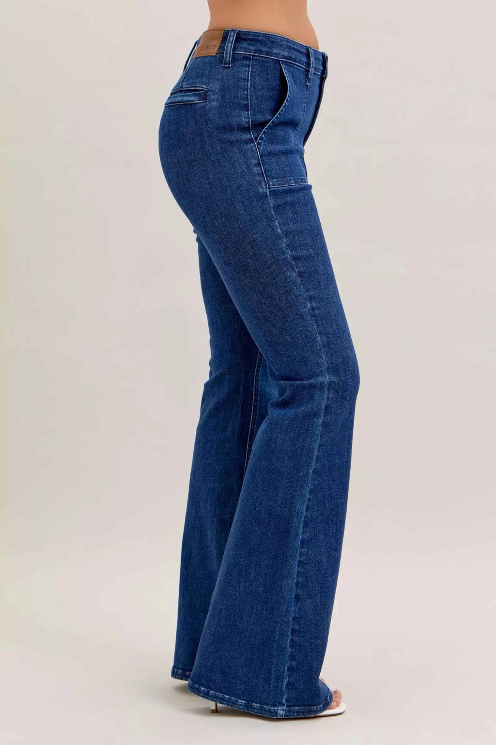 Judy Blue High Waist Flare Jeans with Front Patch Pockets - Velvet Stardust Co.