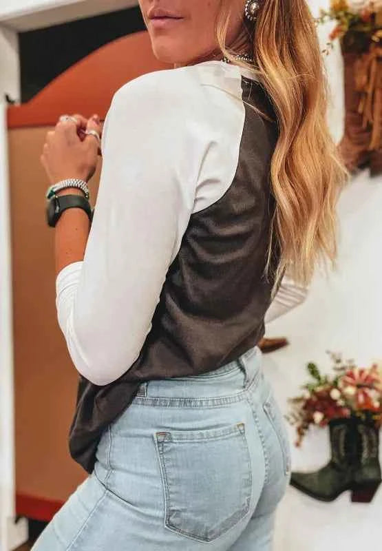 Graphic Contrast Round Neck Raglan Sleeve T-Shirt - Velvet Stardust Co.