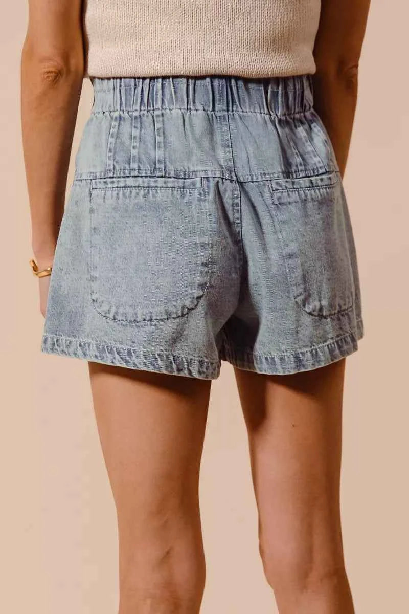 SO ME Flared Denim Shorts with Elasticized Waist - Velvet Stardust Co.