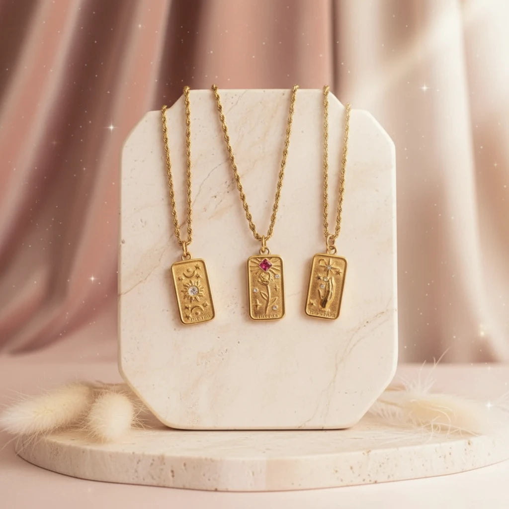 18K Gold-Plated Tarot Card Necklace - Velvet Stardust Co.