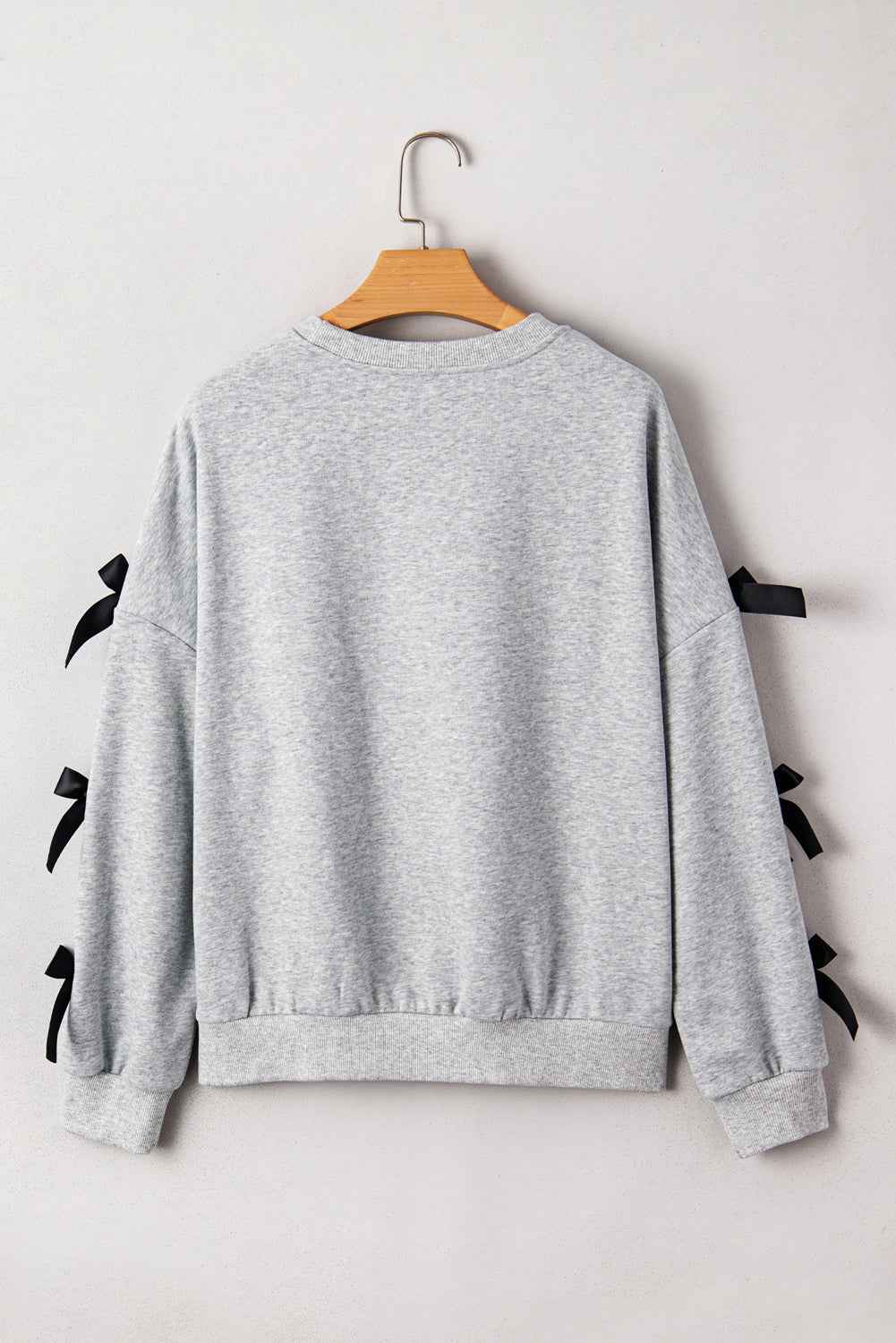 Light Grey Howdy Christmas 4 Trees Heat Transfer Printing Ribbon Bow Decor Sweatshirt - Velvet Stardust Co.