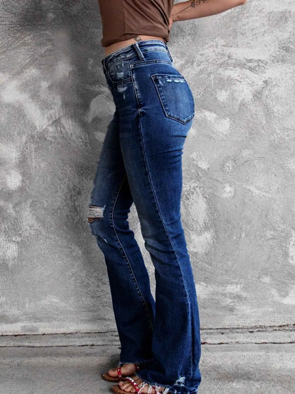 Distressed Flare Jeans - Velvet Stardust Co.