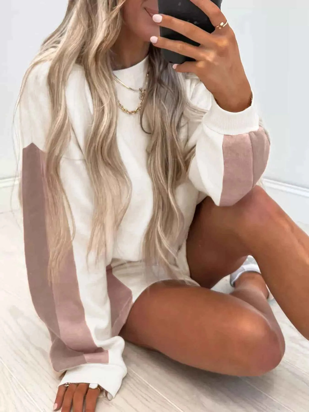 Color Block Patchwork Drop Shoulder Pullover and Shorts Set – Velvet Stardust Co. - Velvet Stardust Co.