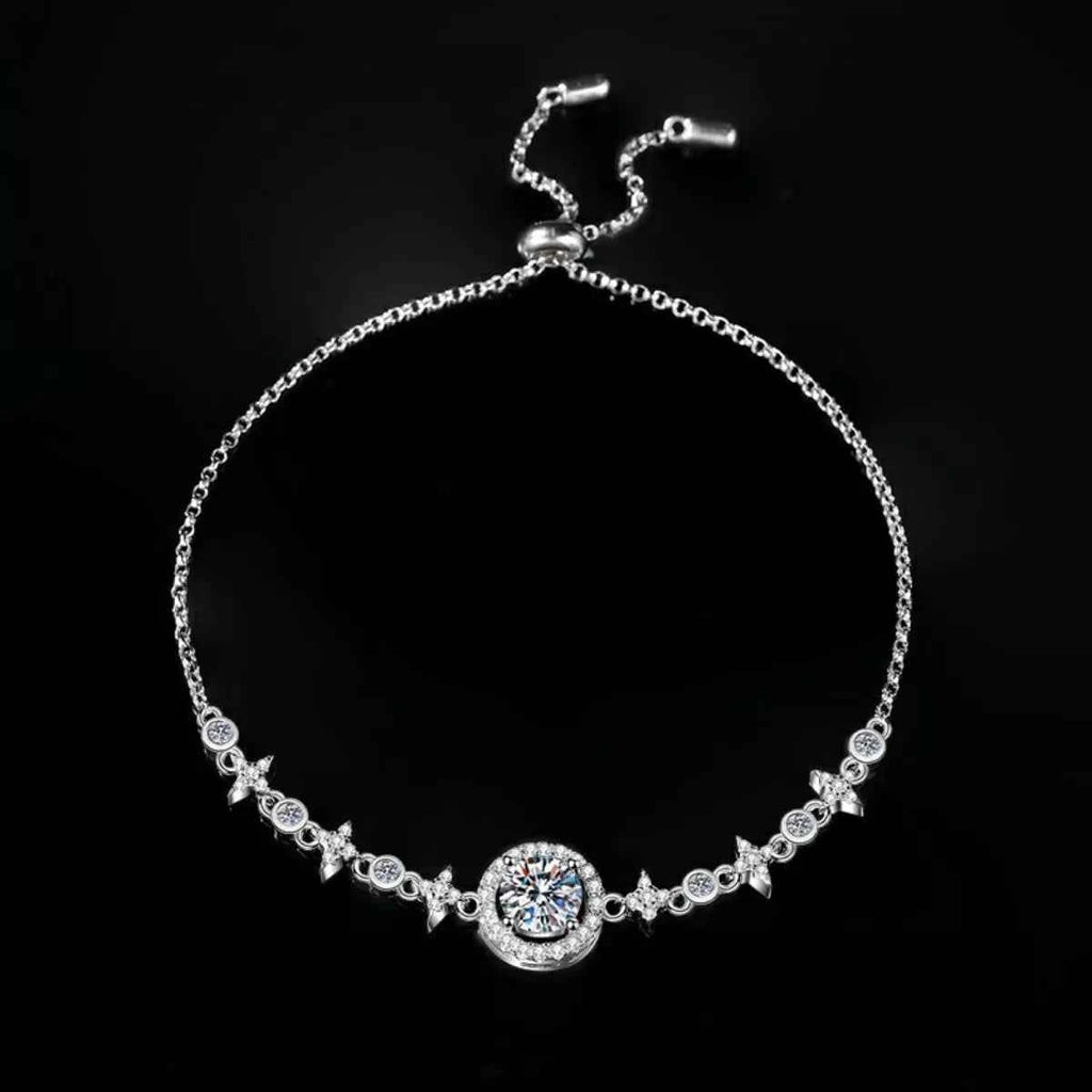 1 Carat Moissanite 925 Sterling Silver Minimalist Bracelet