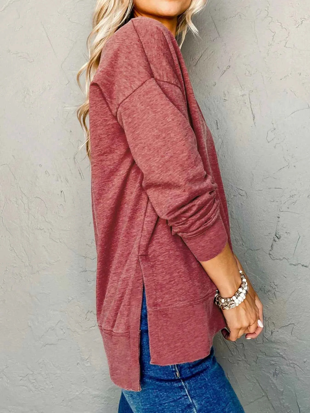 V-Neck Casual Long Sleeve T-Shirt - Velvet Stardust Co.