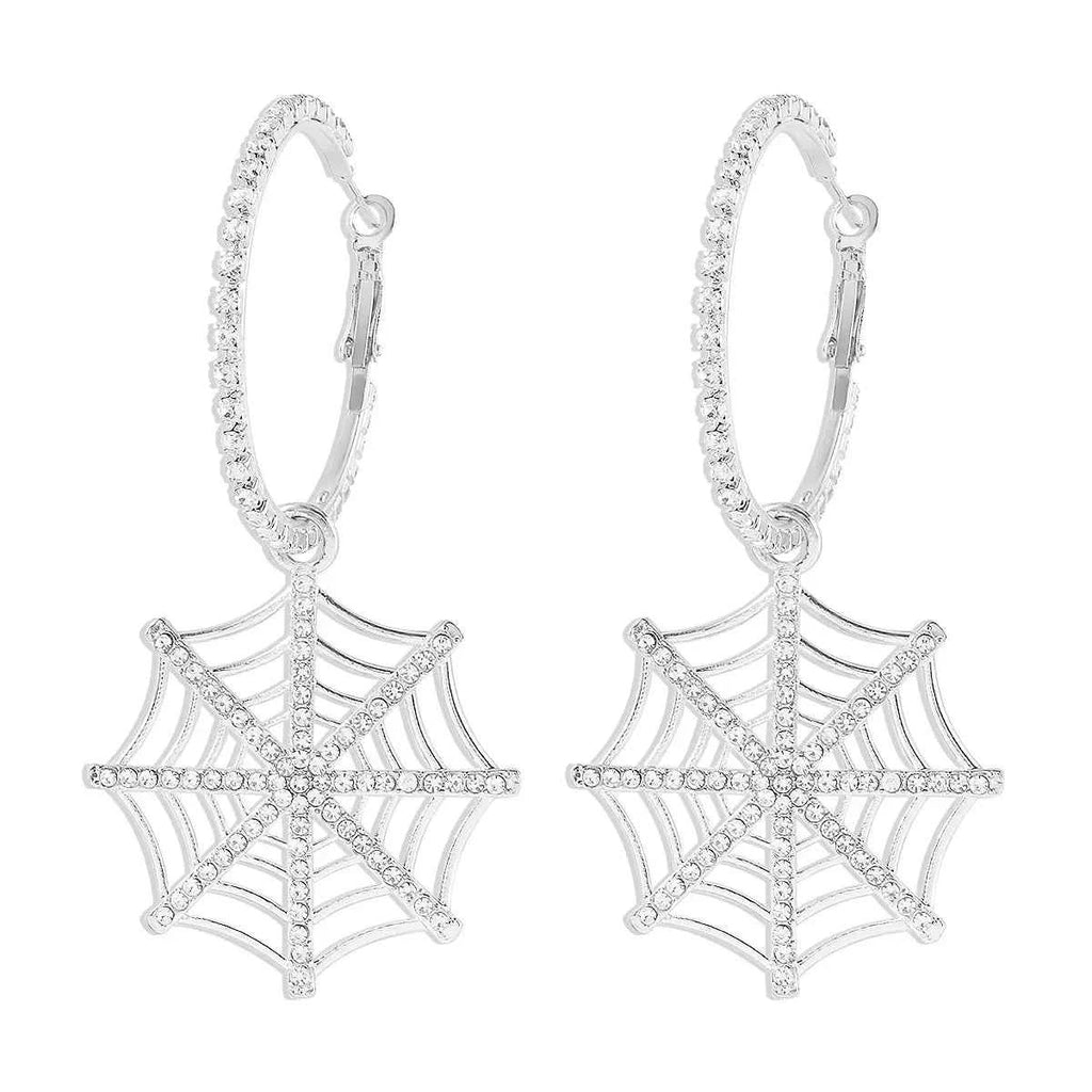 Halloween Spider Web Dangle Hoop Earrings - Velvet Stardust Co.