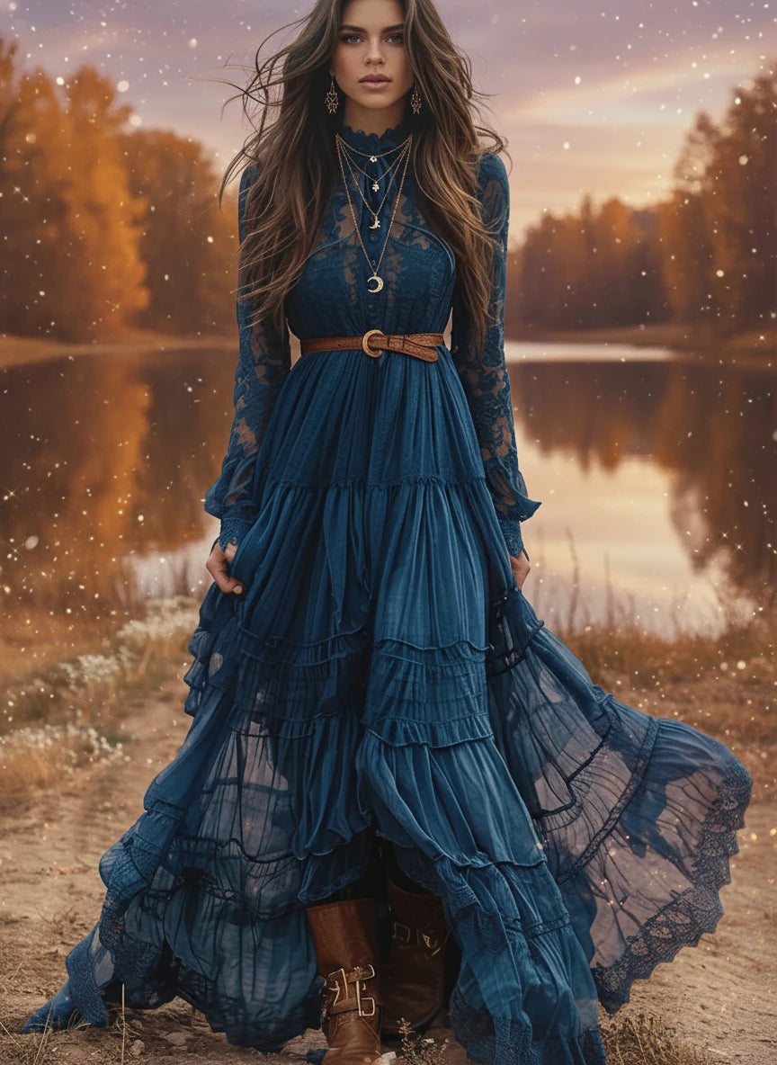 Lace Long Sleeve Maxi Dress