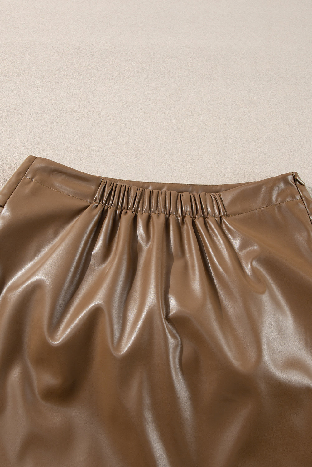 Coffee Bowknot Faux Leather Mini Skirt - Velvet Stardust Co.