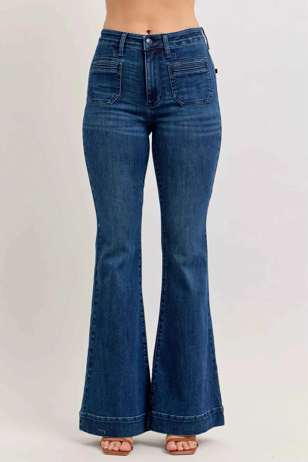 Judy Blue High-Waisted Flare Jeans with Front Pockets