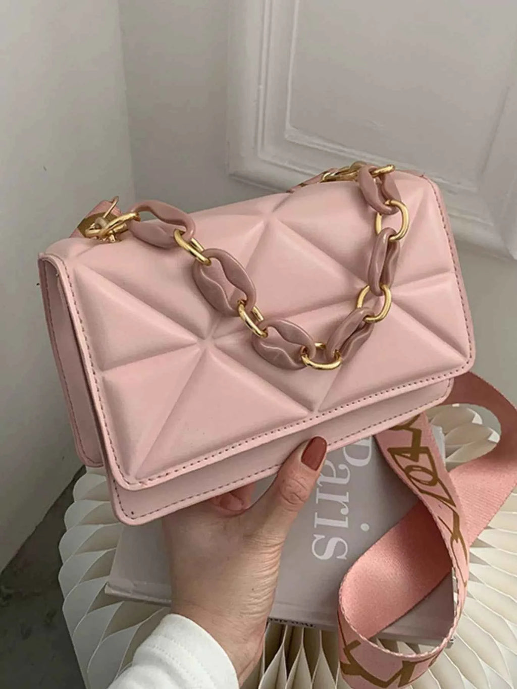 Quilted Adjustable Strap Crossbody Bag - Velvet Stardust Co.