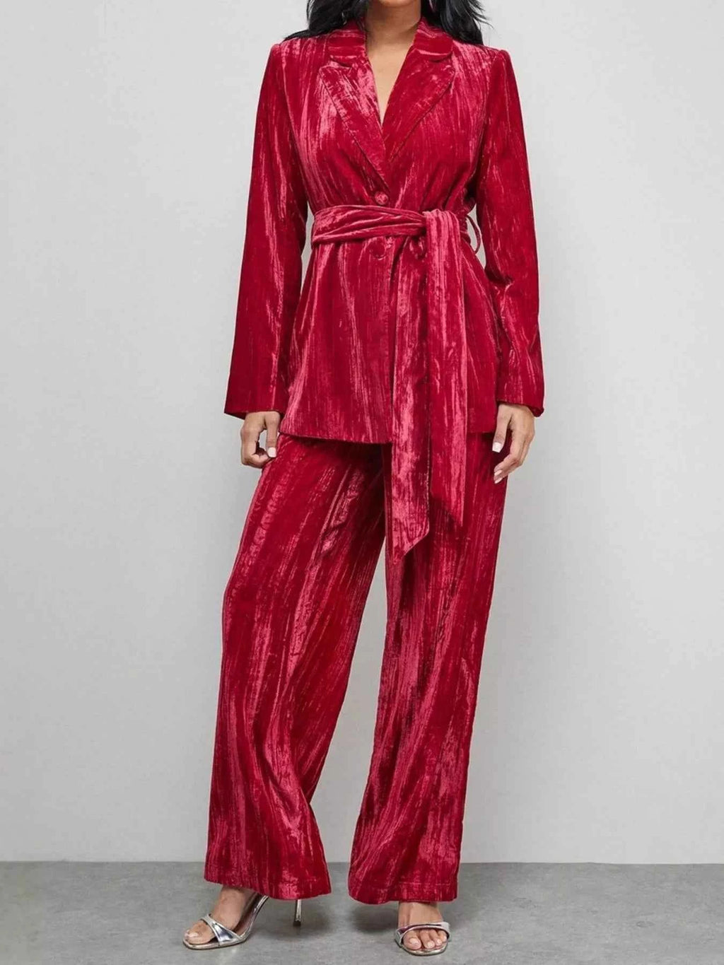 Velvet Lapel Collar Blazer & Pants Set - Velvet Stardust Co. - Velvet Stardust Co.