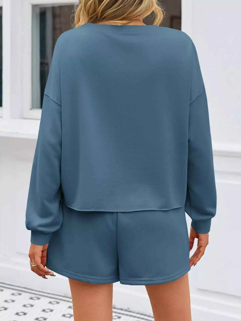 Pearl Embellished Round Neck Top and Skort Set - Velvet Stardust Co.