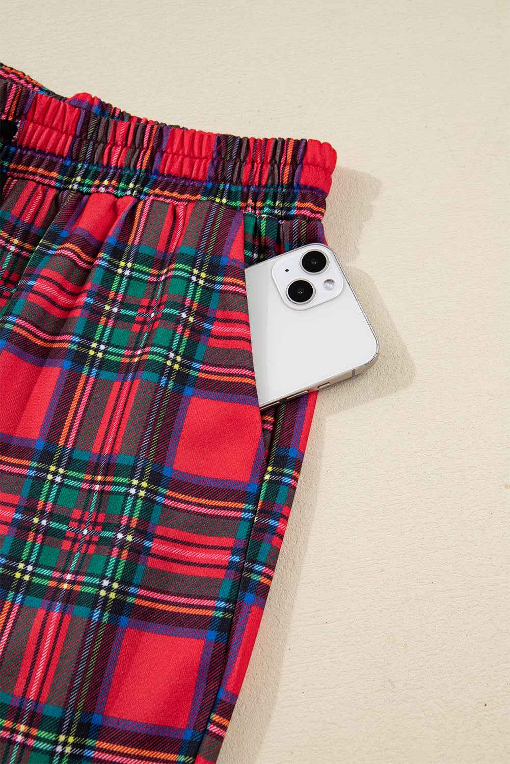 Red Plaid MAMA Graphic Christmas Holiday Crewneck Pullover and Pants Lounge Set - Velvet Stardust Co.