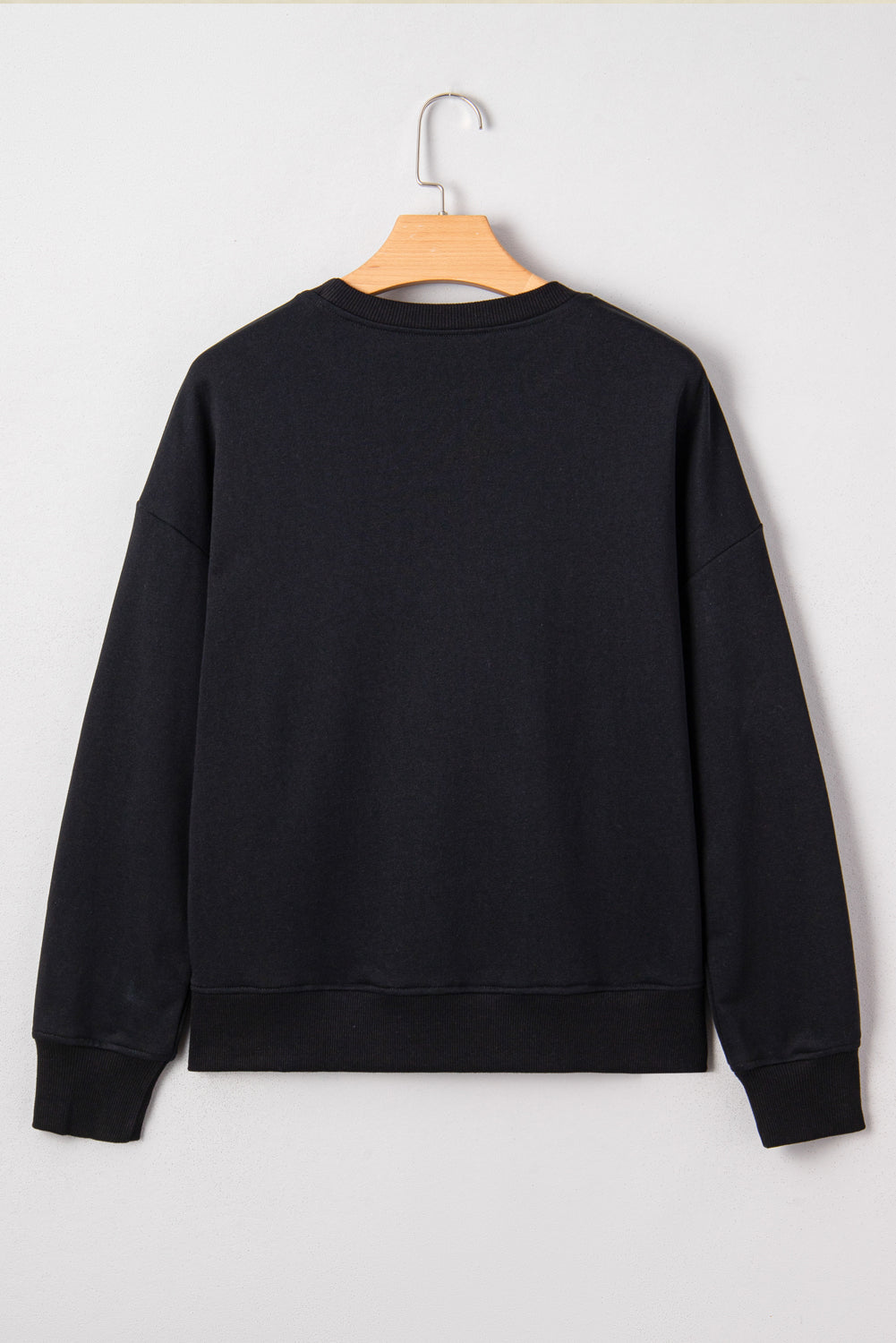 Black Chenille Game Day Graphic Drop Shoulder Sweatshirt - Velvet Stardust Co.
