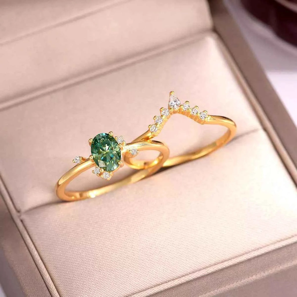 1 Carat Moissanite Emerald Stone Ring Velvet Stardust Co. - Velvet Stardust Co.