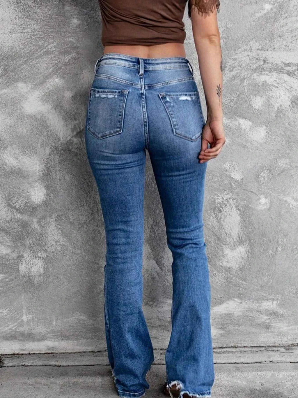 Distressed Flare Jeans - Velvet Stardust Co.