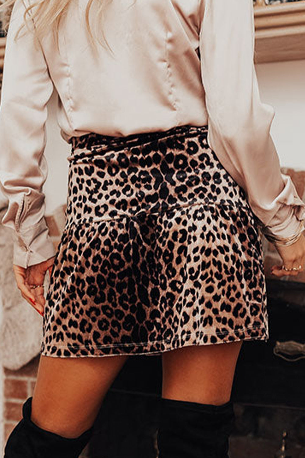 Brown Leopard Tiered Patchwork Hot Mini Skirt - Velvet Stardust Co.