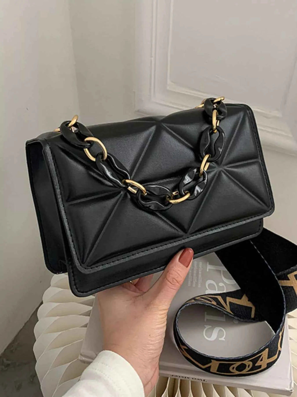 Quilted Adjustable Strap Crossbody Bag - Velvet Stardust Co.