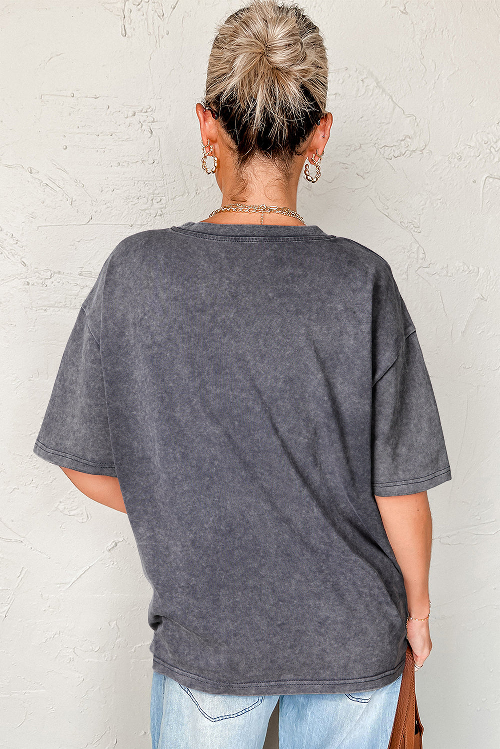 Medium Grey TEXAS Steer Head Graphic Mineral Wash Oversized T Shirt - Velvet Stardust Co.