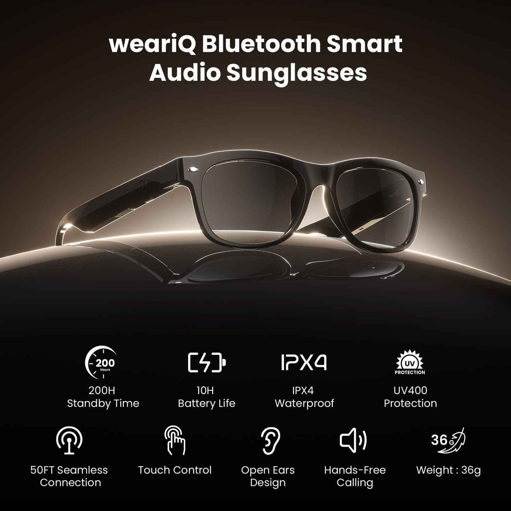 Classic Shiny Black – weariQ Bluetooth Smart Glasses