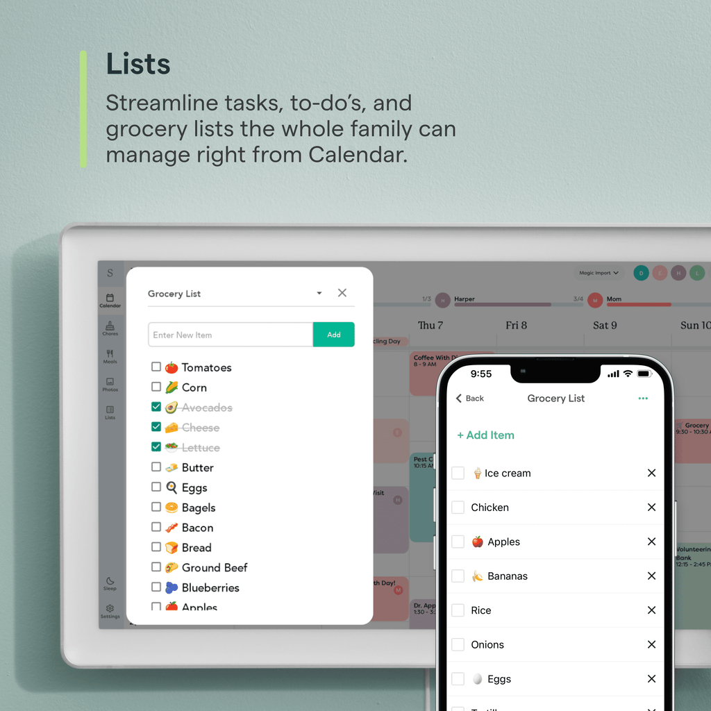 Skylight 15 inch All-in-One Touchscreen Family Calendar and Chore Chart Wall Calendar, White