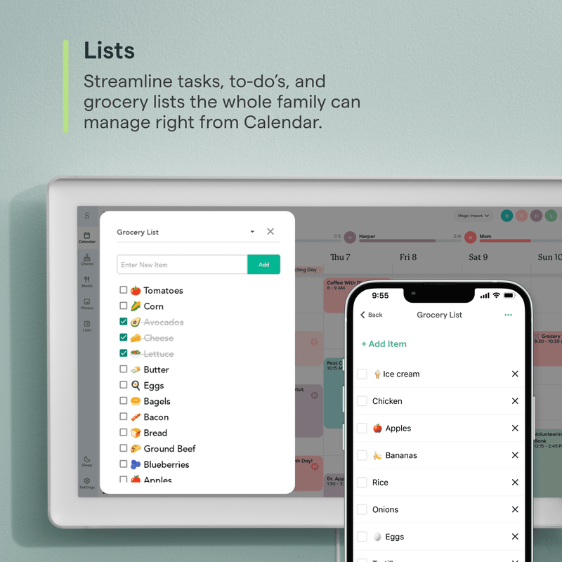 Skylight 15 inch All-in-One Touchscreen Family Calendar and Chore Chart Wall Calendar, White