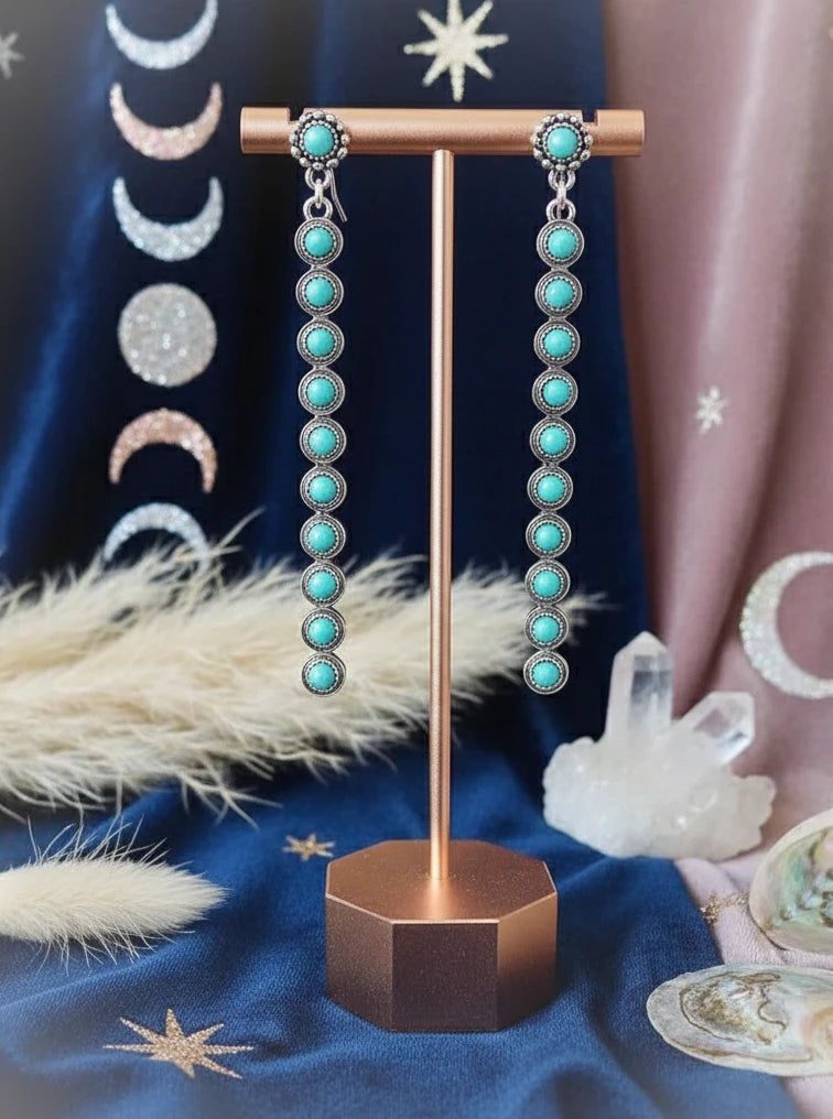 Turquoise Alloy Bar Earrings - Velvet Stardust Co.
