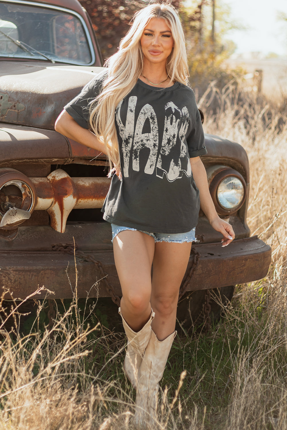 Yall Cowboy Boots Vintage Graphic Tee - Velvet Stardust Co. - Velvet Stardust Co.