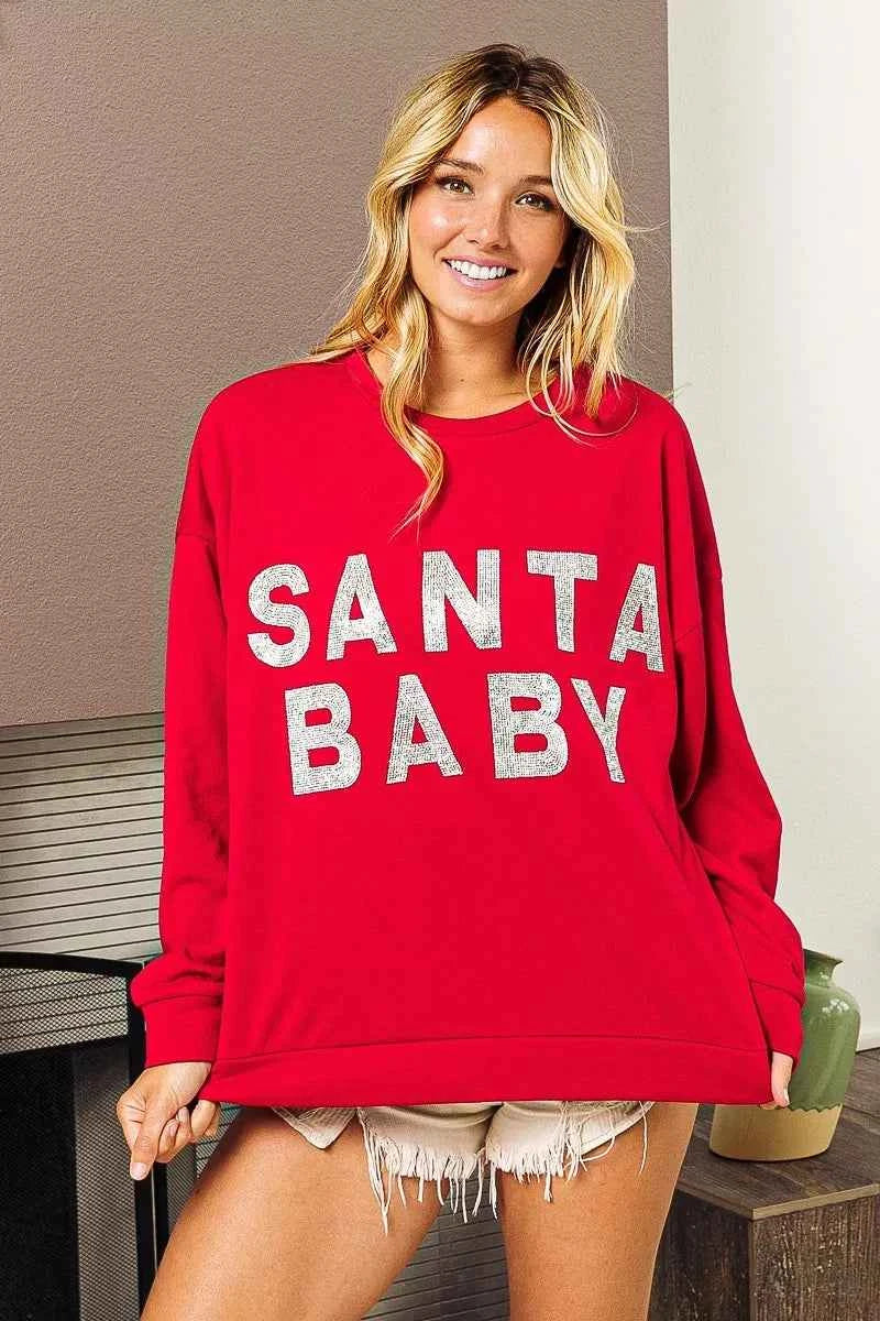 BiBi Santa Baby Lettering Christmas Sweatshirt