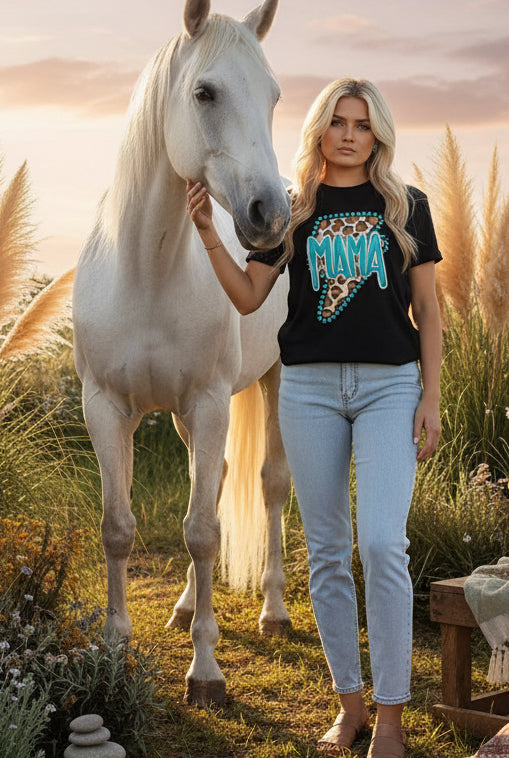 Wild Mama Leopard Lightning Tee — Black Western Graphic