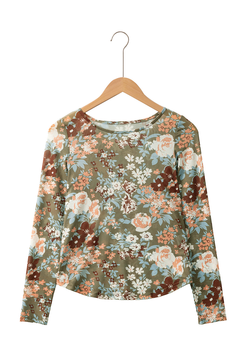 Orchid Petal Allover Floral Print Mesh Long Sleeve Top - Velvet Stardust Co.