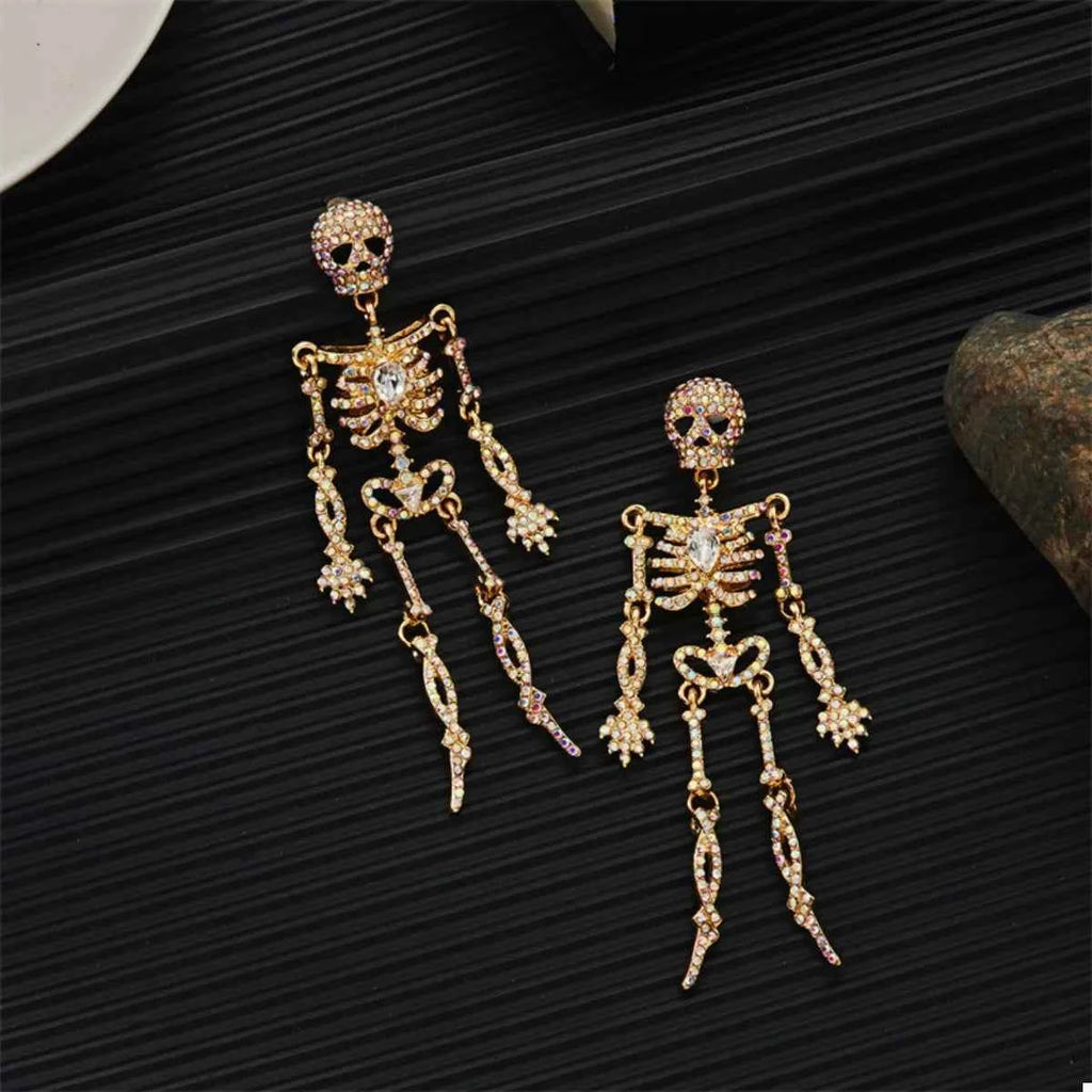 Halloween Skeleton Skull Zircon Drop Earrings – Velvet Stardust Co. - Velvet Stardust Co.