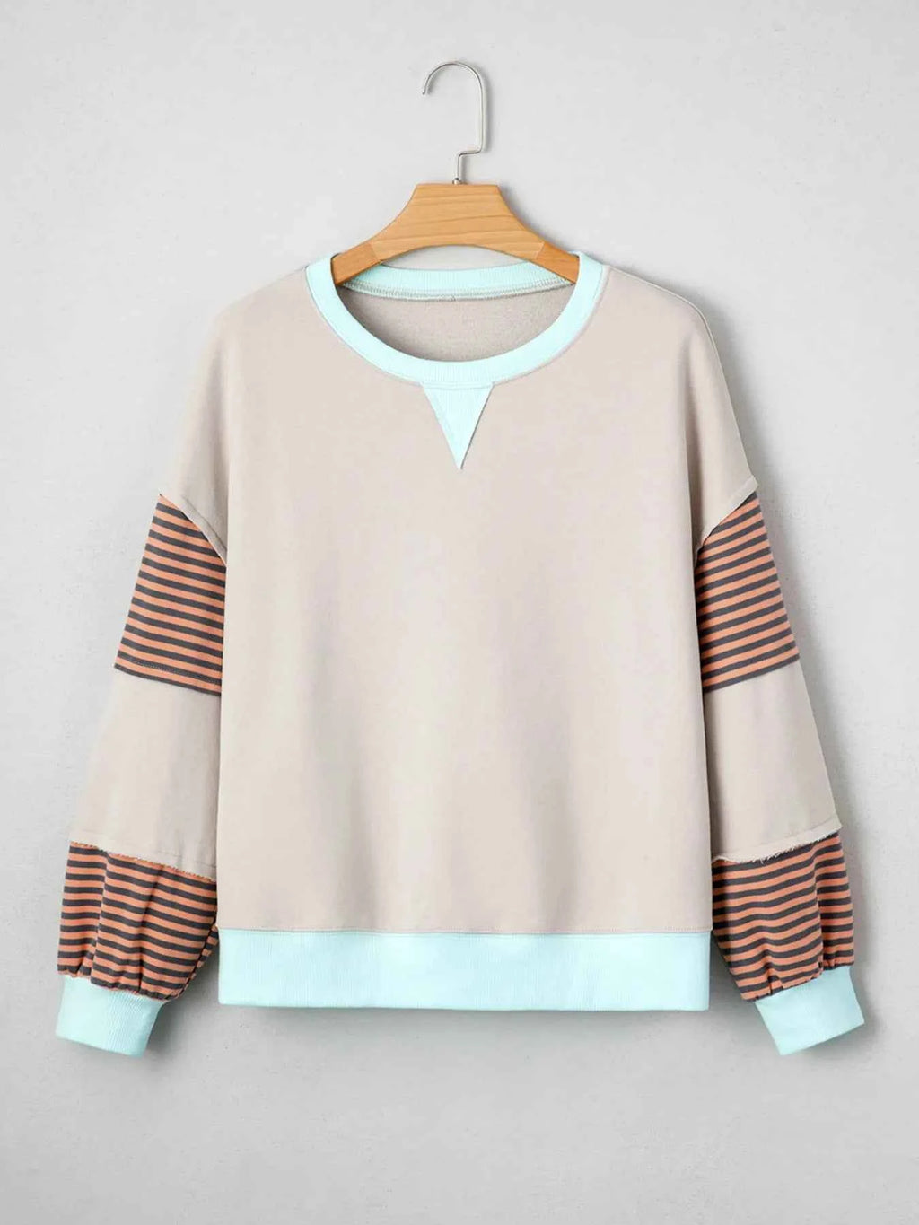Striped Colorblock Patchwork Drop Shoulder Sweatshirt - Velvet Stardust Co.
