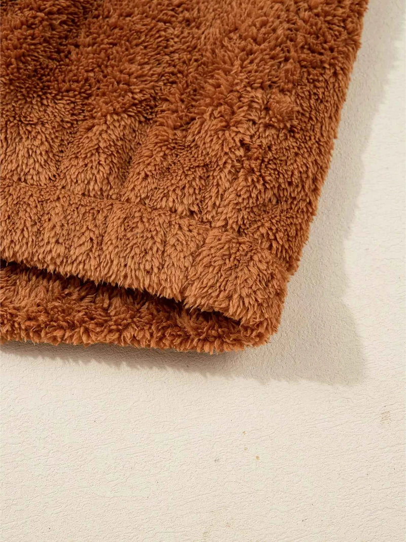 Color Block Plush Patchwork Zipper Stand Neck Vest Coat