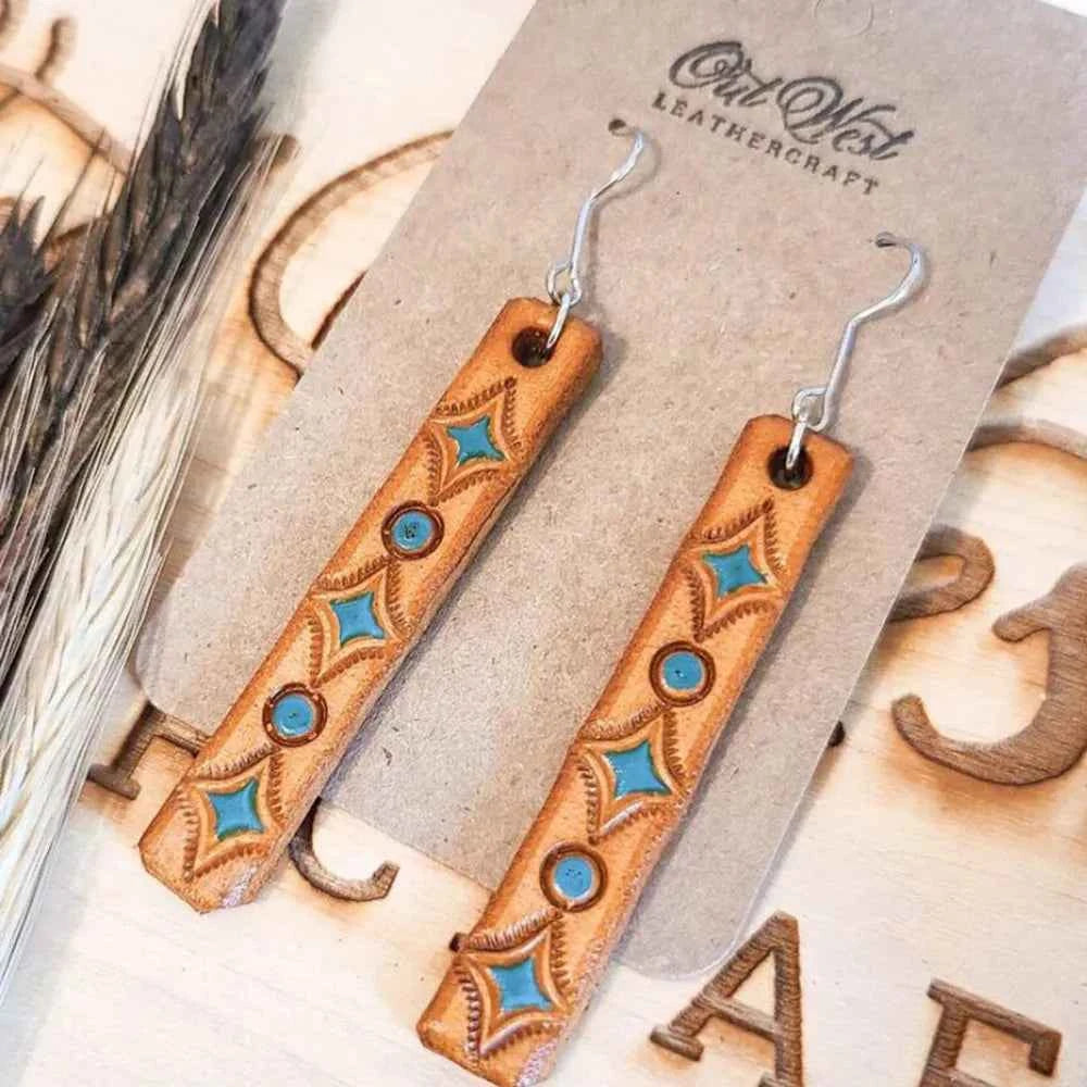 Geometric Leather Bar Earrings - Velvet Stardust Co.