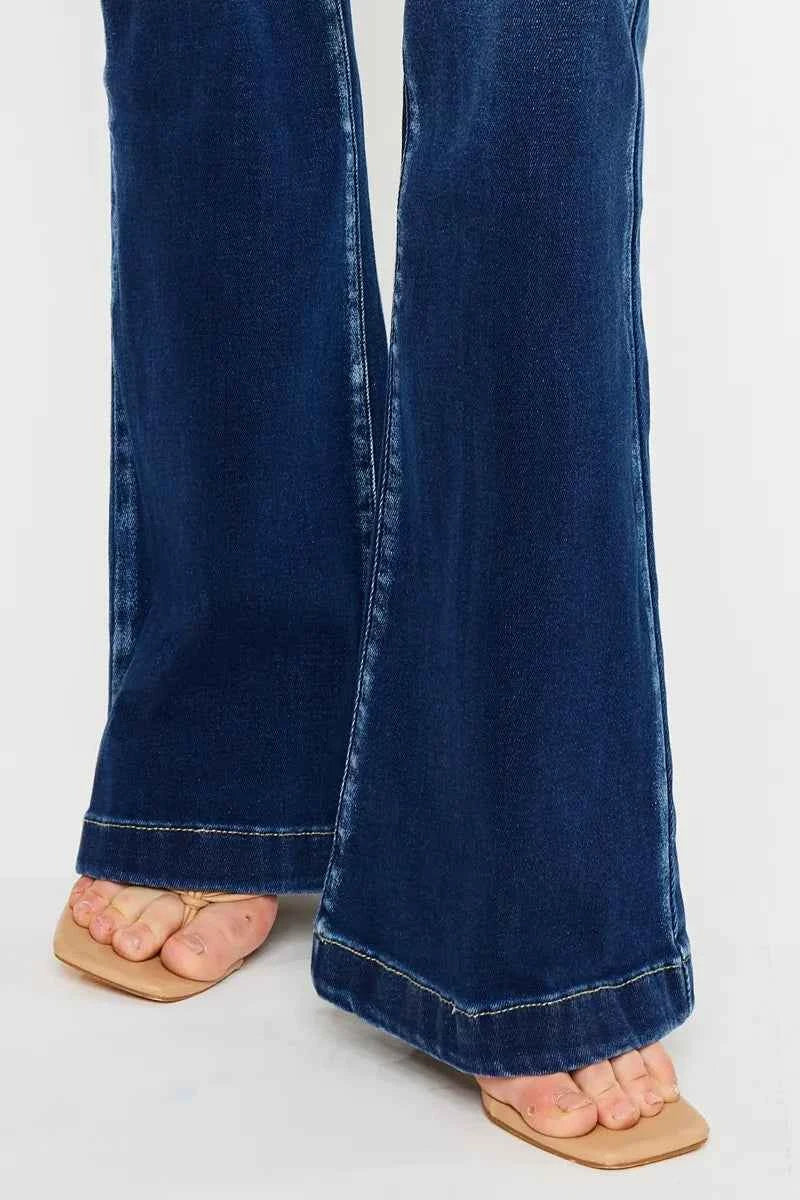 Kancan Button Fly High Rise Flare Jeans- Velvet Stardust Co. - Velvet Stardust Co.