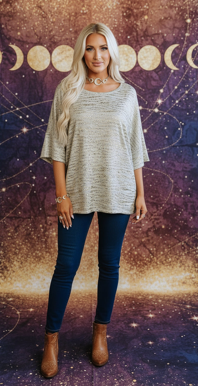 Gray Leopard Print Half Sleeve V Neck Loose Fit T Shirt