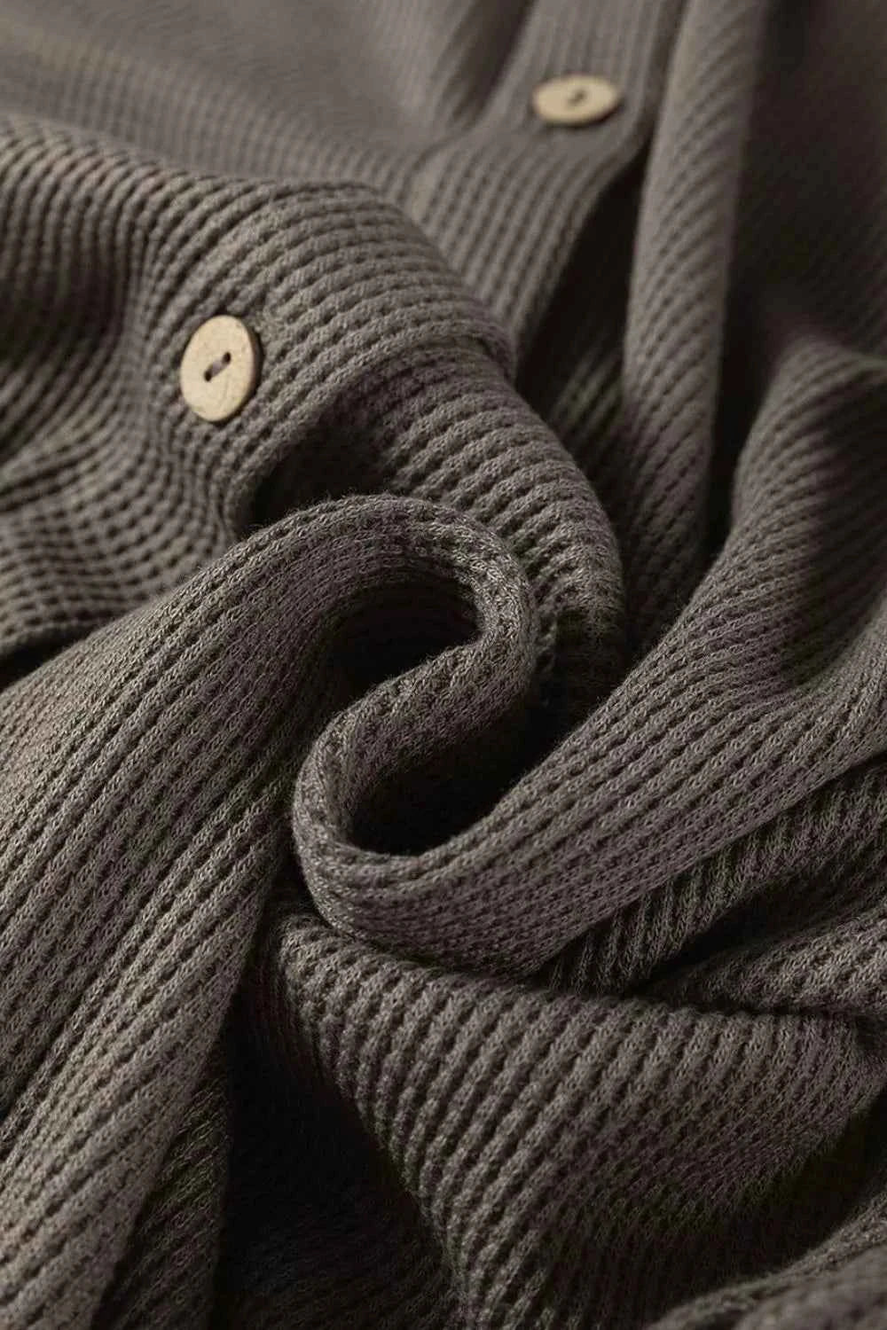 Waffle Knit Shirt Tunic Dress