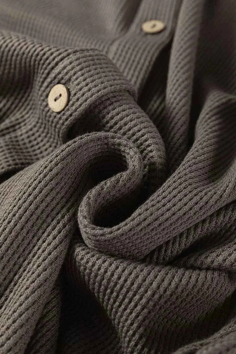 Waffle Knit Shirt Tunic Dress