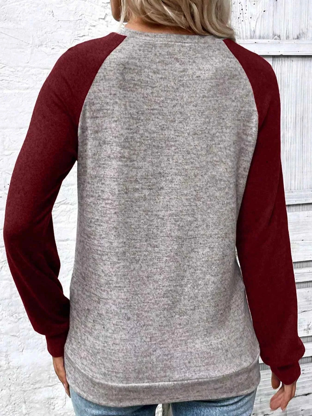 Color Block Raglan Long Sleeve T Shirt - Velvet Stardust Co.