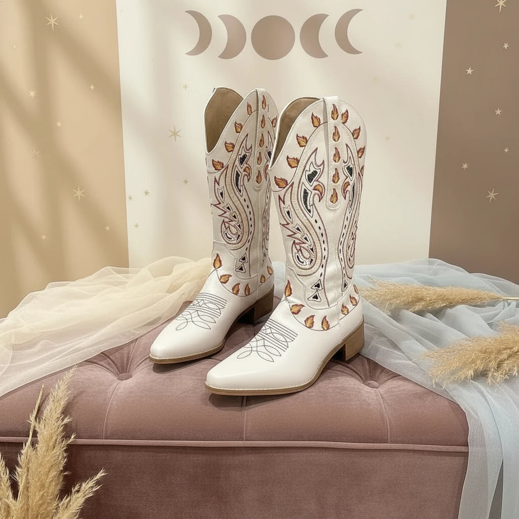 Point Toe Block Heels Boots