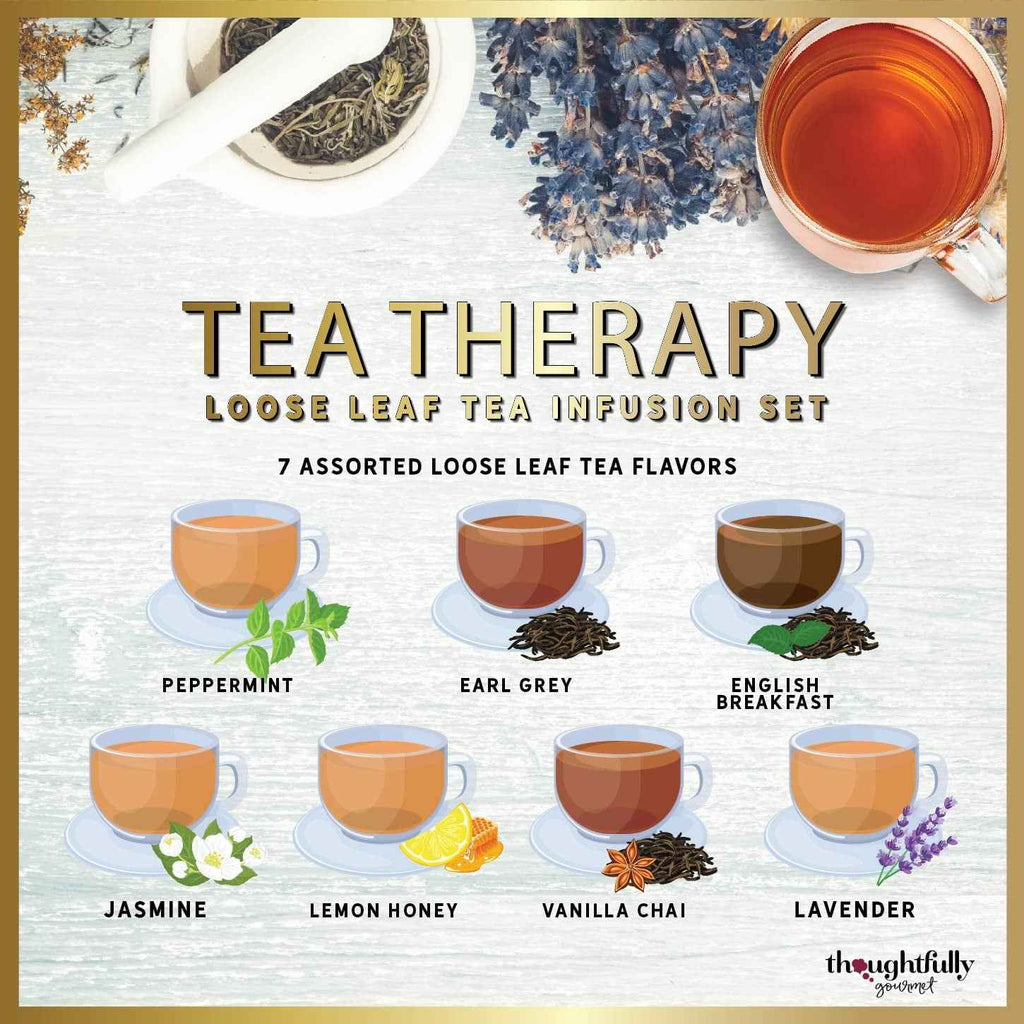 Tea Therapy™ Sampler Variety Gift Box – 7 Artisan Flavors with Rose Gold Infuser