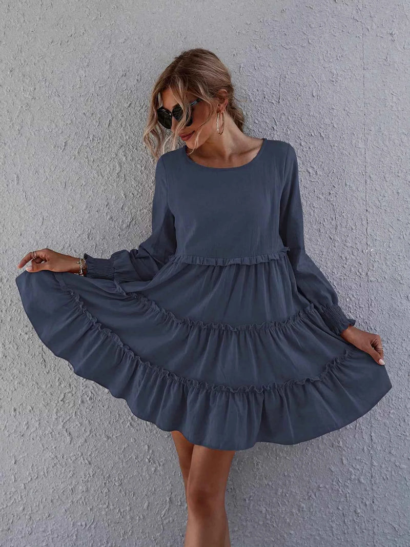 Ruffle Tiered Long Sleeve Mini Dress